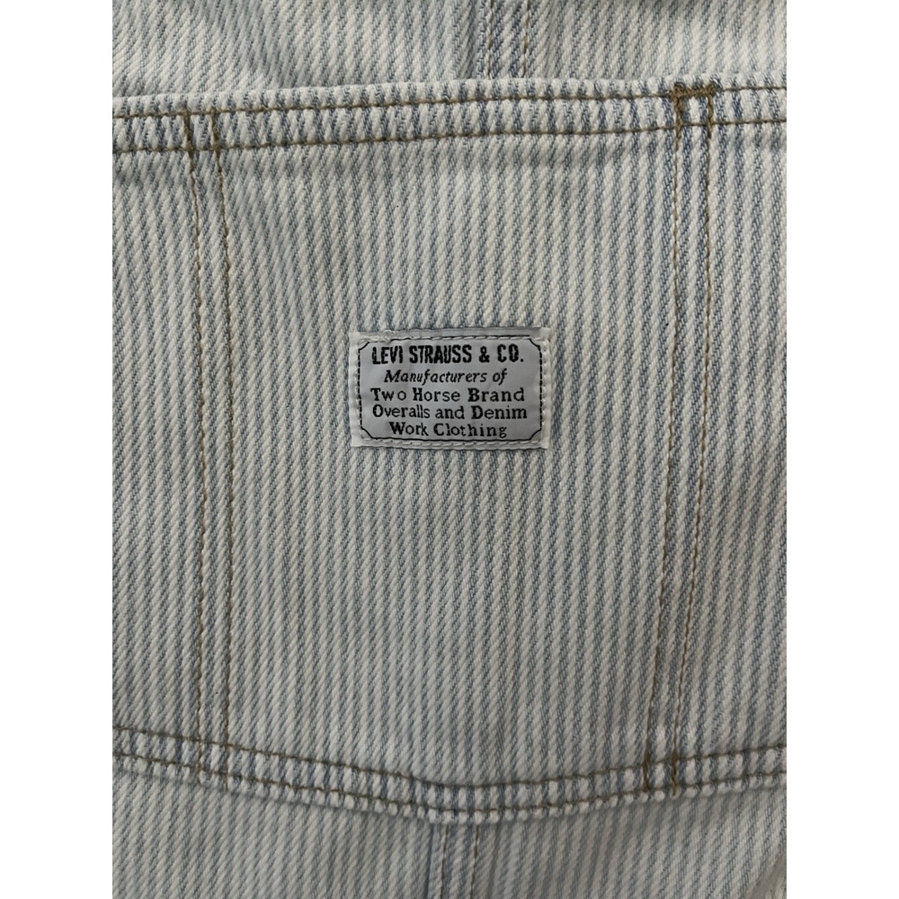 NWT Levi's Hickory Striped Denim Bib Shortalls Women's SZ Small Blue White Retro - Picture 2 of 10